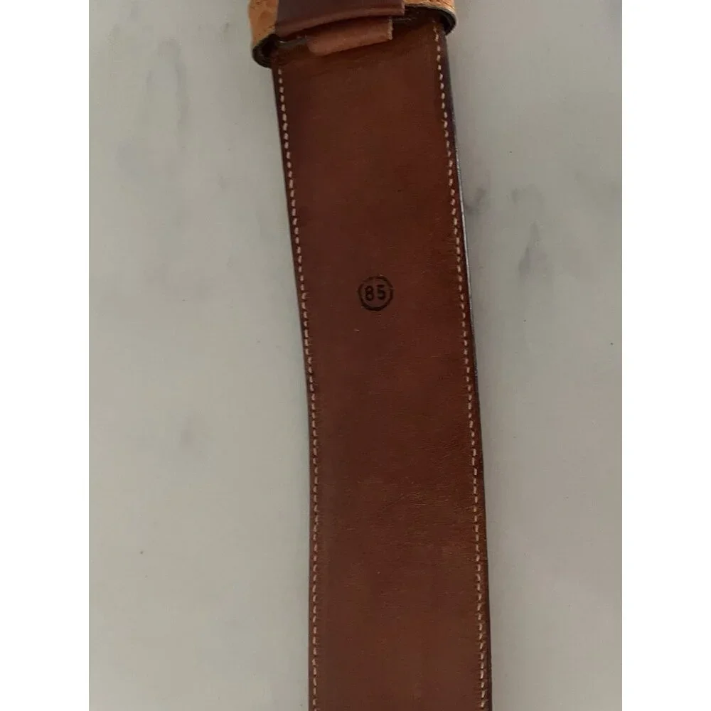 Vintage Alan Austin Women’s Genuine Leather Belt Brown M 33.5” 85cm Italy